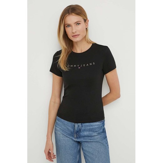 Tommy Jeans t-shirt bawełniany damski kolor czarny DW0DW17827 ze sklepu ANSWEAR.com w kategorii Bluzki damskie - zdjęcie 170545157