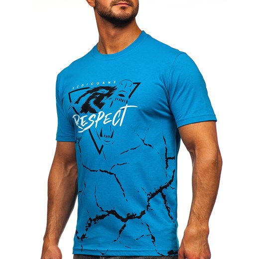 T-shirt męski Denley niebieski 