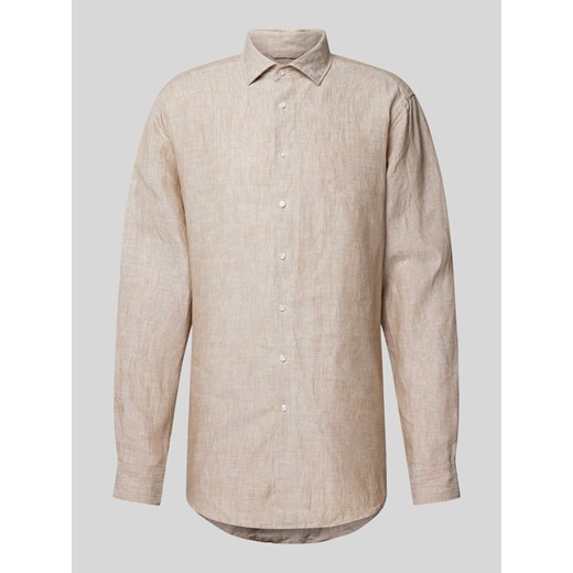Koszula lniana o kroju regular fit z kołnierzykiem typu kent ze sklepu Peek&Cloppenburg  w kategorii Koszule męskie - zdjęcie 170551425