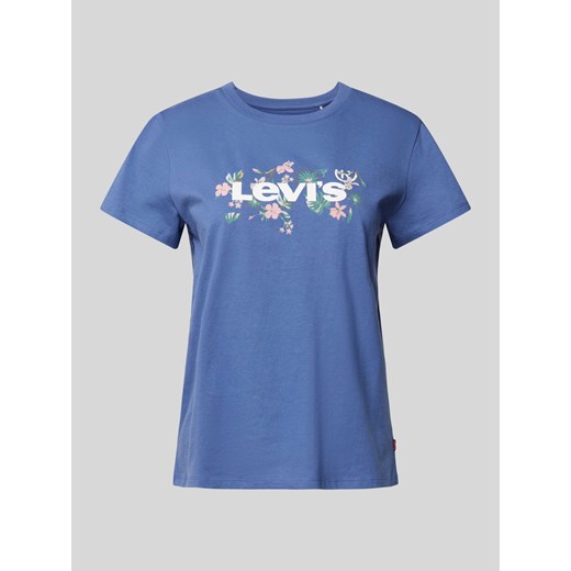 T-shirt z nadrukiem z logo i okrągłym dekoltem ze sklepu Peek&Cloppenburg  w kategorii Bluzki damskie - zdjęcie 170551718