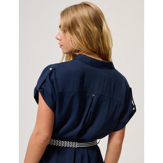 Sukienka Diverse z kołnierzykiem z krótkim rękawem koszulowa z paskami 
