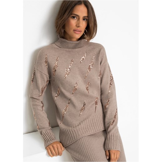 Sweter oversize z cekinami 36/38 bonprix