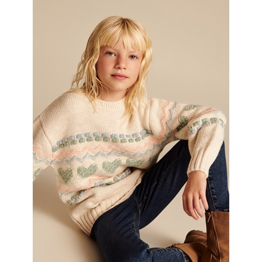 Reserved - Sweter z ozdobnym splotem - wielobarwny ze sklepu Reserved w kategorii Swetry dziewczęce - zdjęcie 170555585