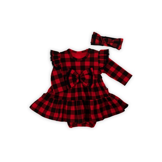 Komplet sukienko-body i opaska w kratkę czarny ze sklepu 5.10.15 w kategorii Sukienki niemowlęce - zdjęcie 170556066