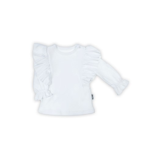 Bluzka bawełniana niemowlęca z długim rękawem dla dziewczynki biała ze sklepu 5.10.15 w kategorii Koszulki niemowlęce - zdjęcie 170556245
