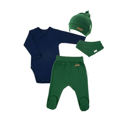 Komplet niemowlęcy body + półśpiochy + czapka i apaszka zielony ze sklepu 5.10.15 w kategorii Komplety niemowlęce - zdjęcie 170556355