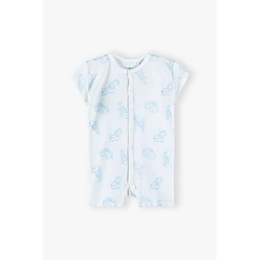 Bawełniany rampers niemowlęcy w kolorze białym z niebieskim wzorem 5.10.15. 68 promocyjna cena 5.10.15