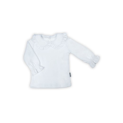 Bluzka bawełniana dziewczęca z długim rękawem i ozdobnym kołnierzykiem biała ze sklepu 5.10.15 w kategorii Bluzki dziewczęce - zdjęcie 170556419