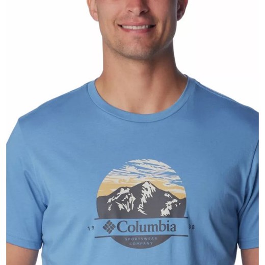 T-shirt męski Columbia niebieski z krótkim rękawem 