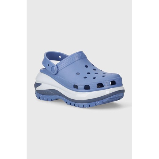 Crocs klapki Classic Mega Crush Clog damskie kolor niebieski na platformie 207988 ze sklepu PRM w kategorii Klapki damskie - zdjęcie 170560237