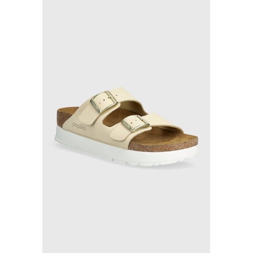 Birkenstock klapki nubukowe BIRKENSTOCK X PAPILLIO Arizona Platform Flex kolor beżowy 1026924 ze sklepu PRM w kategorii Klapki damskie - zdjęcie 170560239