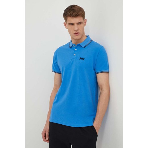 Helly Hansen polo bawełniane kolor niebieski gładki ze sklepu ANSWEAR.com w kategorii T-shirty męskie - zdjęcie 170567369