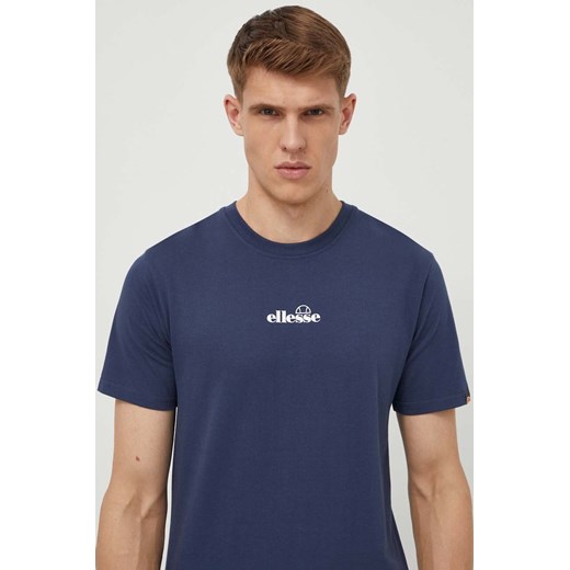 Ellesse t-shirt bawełniany Ollio Tee męski kolor granatowy z nadrukiem SHP16463 ze sklepu ANSWEAR.com w kategorii T-shirty męskie - zdjęcie 170567416