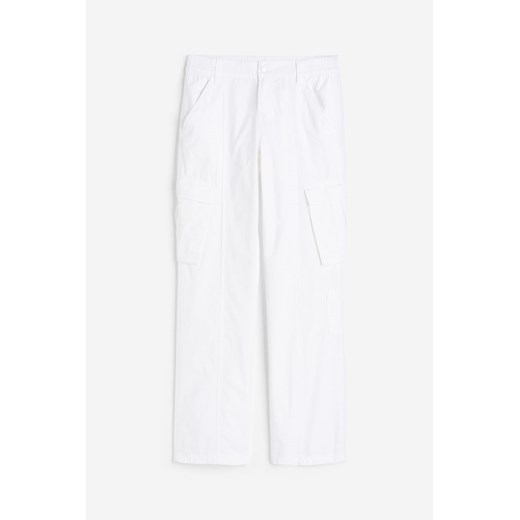 H & M - Płócienne spodnie cargo - Biały ze sklepu H&M w kategorii Spodnie damskie - zdjęcie 170568659