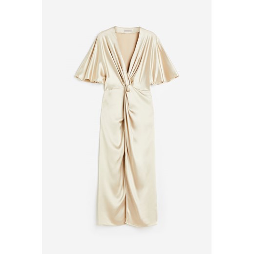 H & M - Drapowana sukienka satynowa - Beżowy H & M M H&M
