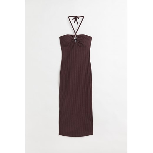 H & M - Sukienka w prążki z mocowaniem na karku - Brązowy ze sklepu H&M w kategorii Sukienki - zdjęcie 170568815