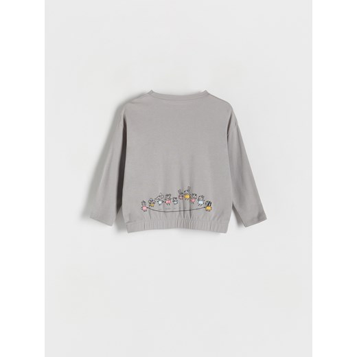 Bluza dziewczęca Reserved szara w nadruki 