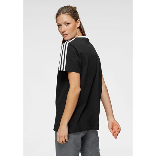 Bluzka damska Adidas na wiosnę z okrągłym dekoltem czarna z krótkimi rękawami 