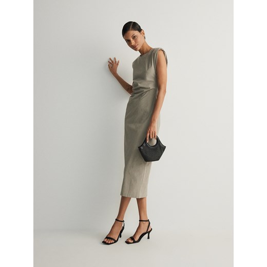 Reserved - Sukienka z drapowaniem - oliwkowy ze sklepu Reserved w kategorii Sukienki - zdjęcie 170573399