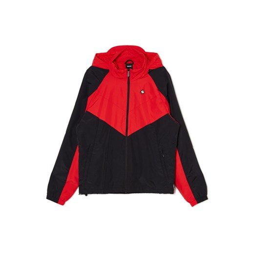 Cropp - Czarno-czerwona sportowa kurtka z kapturem - czerwony ze sklepu Cropp w kategorii Kurtki męskie - zdjęcie 170576669