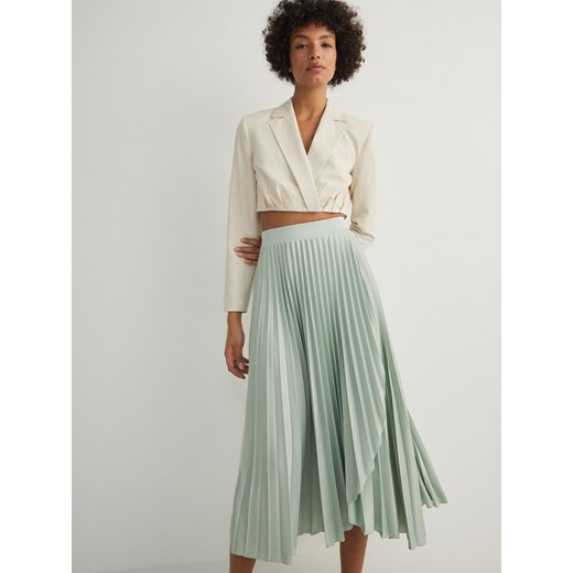 Reserved - Plisowana spódnica midi - jasnozielony ze sklepu Reserved w kategorii Spódnice - zdjęcie 170576785
