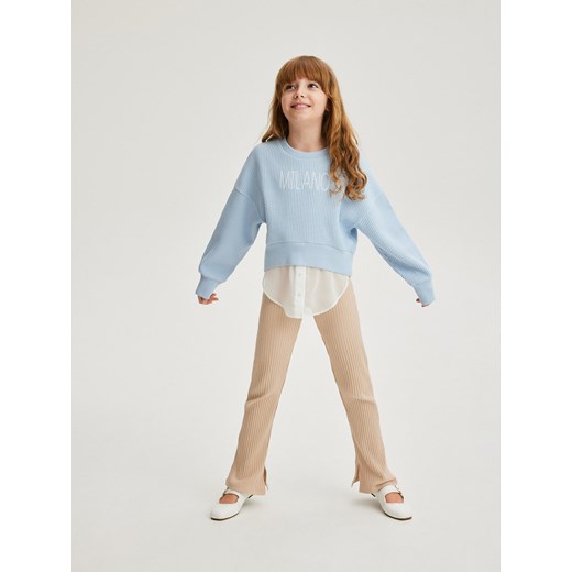 Reserved - Bluza z imitacją koszuli - jasnoniebieski ze sklepu Reserved w kategorii Bluzy dziewczęce - zdjęcie 170576979