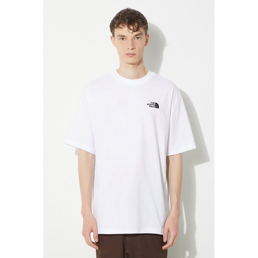 The North Face t-shirt bawełniany M S/S Essential Oversize Tee męski kolor biały z aplikacją NF0A87NRFN41 ze sklepu ANSWEAR.com w kategorii T-shirty męskie - zdjęcie 170579018