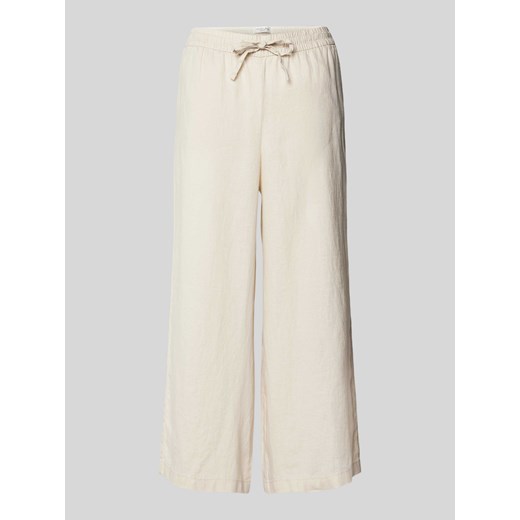 Spodnie lniane o kroju regular fit z elastycznym pasem ze sklepu Peek&Cloppenburg  w kategorii Spodnie damskie - zdjęcie 170581425