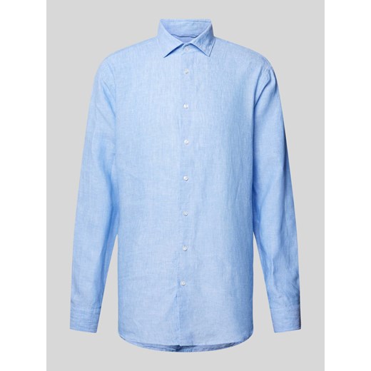 Koszula lniana o kroju slim fit z kołnierzykiem typu kent ze sklepu Peek&Cloppenburg  w kategorii Koszule męskie - zdjęcie 170581487