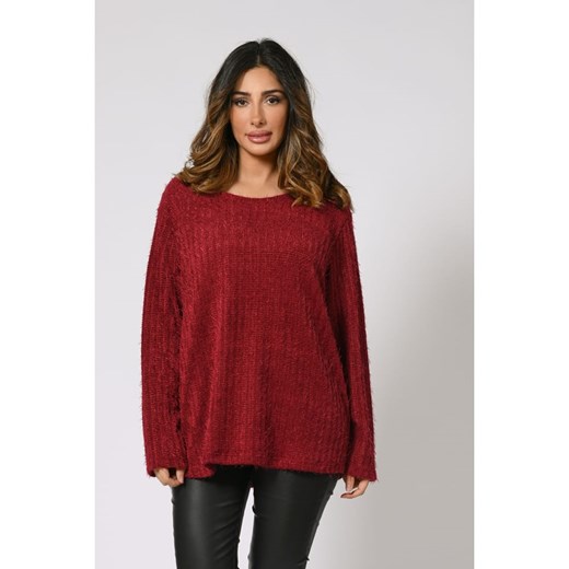 Plus Size Company Sweter &quot;Gural&quot; w kolorze bordowym ze sklepu Limango Polska w kategorii Swetry damskie - zdjęcie 170582175