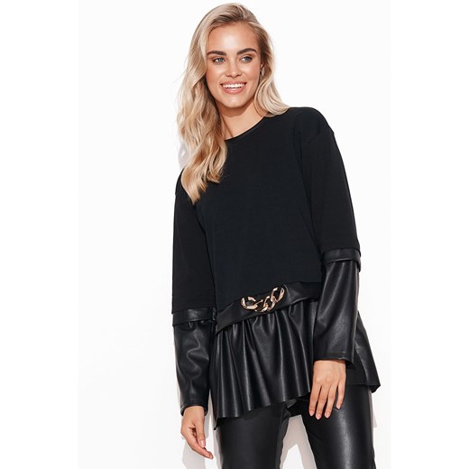 Bluzka damska Makadamia z okrągłym dekoltem z długimi rękawami 