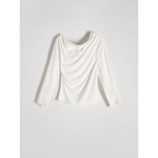 Reserved - Bluzka z modalem - złamana biel ze sklepu Reserved w kategorii Bluzki damskie - zdjęcie 170588356