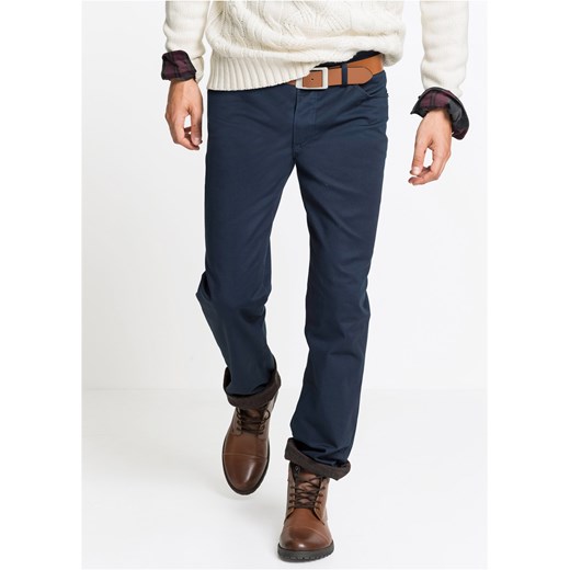 Spodnie ocieplane ze stretchem Regular Fit Straight ze sklepu bonprix w kategorii Spodnie męskie - zdjęcie 170590715