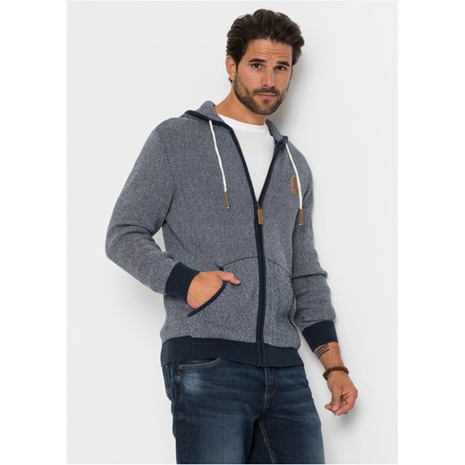 Sweter rozpinany z kontrastowymi elementami ze sklepu bonprix w kategorii Swetry męskie - zdjęcie 170591947