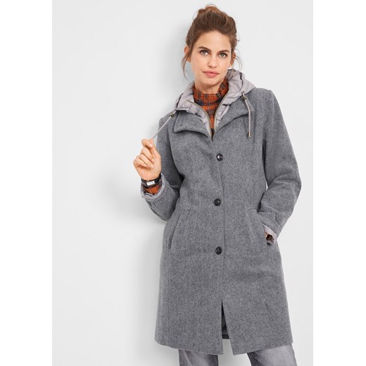 Płaszcz zimowy z domieszką wełny, z efektem 2 w 1 ze sklepu bonprix w kategorii Płaszcze damskie - zdjęcie 170591969