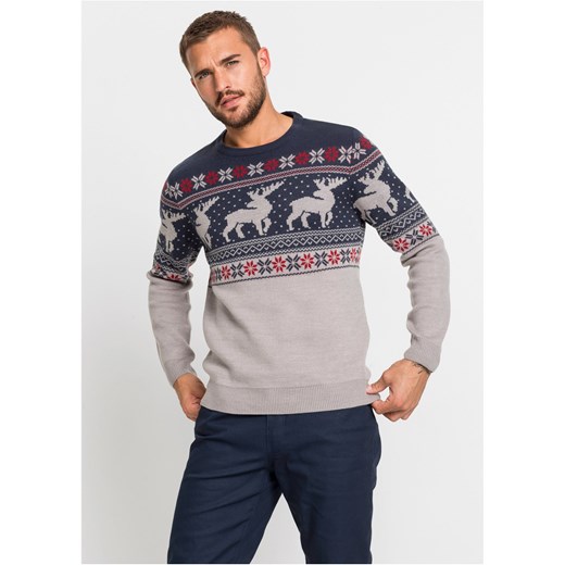 Sweter w norweski wzór ze sklepu bonprix w kategorii Swetry męskie - zdjęcie 170592007
