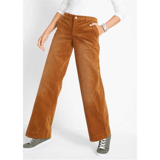 Spodnie sztruksowe ze stretchem WIDE ze sklepu bonprix w kategorii Spodnie damskie - zdjęcie 170592008