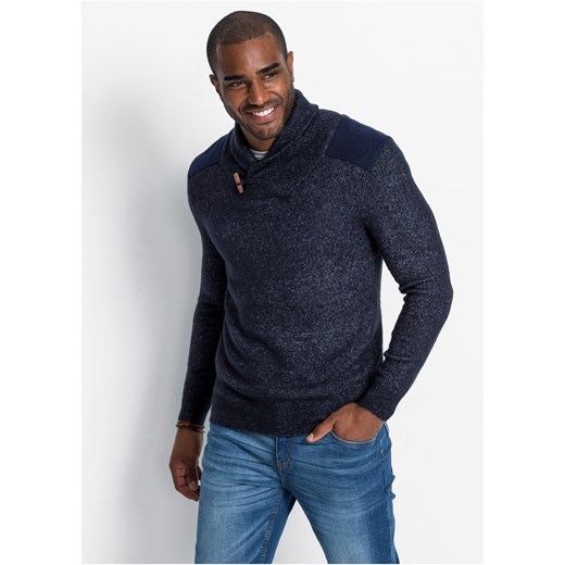Sweter z szalowym kołnierzem ze sklepu bonprix w kategorii Swetry męskie - zdjęcie 170592098