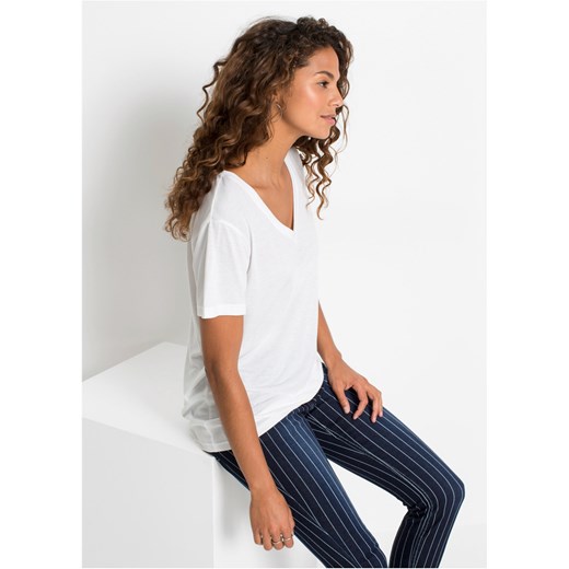 Długi shirt z dekoltem w serek ze sklepu bonprix w kategorii Bluzki damskie - zdjęcie 170592639