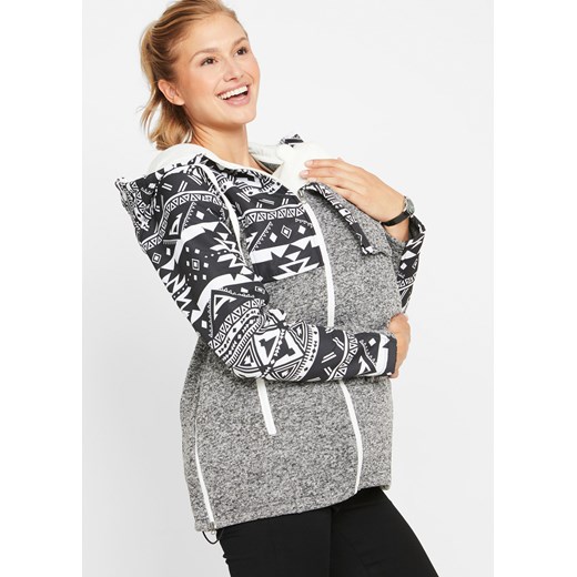 Bluza rozpinana ciążowa z polaru, z wstawką na nosidełko 36/38 bonprix