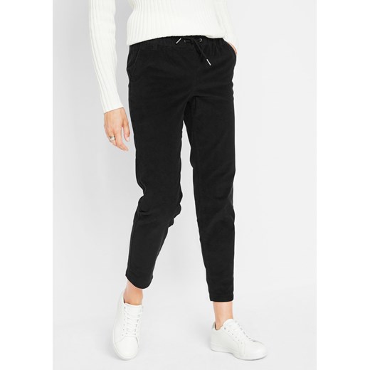 Spodnie sztruksowe z wiązanym troczkiem ze sklepu bonprix w kategorii Spodnie damskie - zdjęcie 170593629