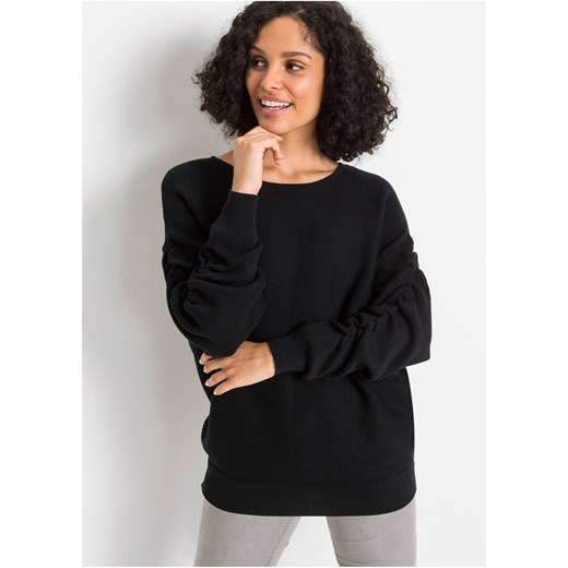 Sweter z marszczonymi rękawami ze sklepu bonprix w kategorii Swetry damskie - zdjęcie 170593715