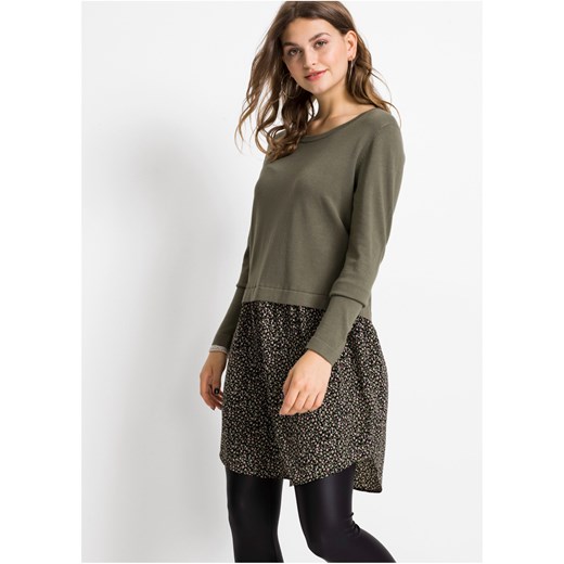 Sweter z wstawką w optyce spódnicy ze sklepu bonprix w kategorii Sukienki - zdjęcie 170593985