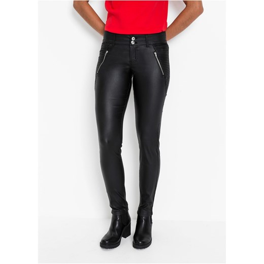 Spodnie ze sztucznej skóry w stylu biker ze sklepu bonprix w kategorii Spodnie damskie - zdjęcie 170594286