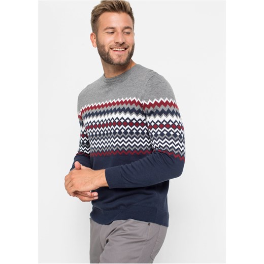 Sweter w norweski wzór ze sklepu bonprix w kategorii Swetry męskie - zdjęcie 170594407