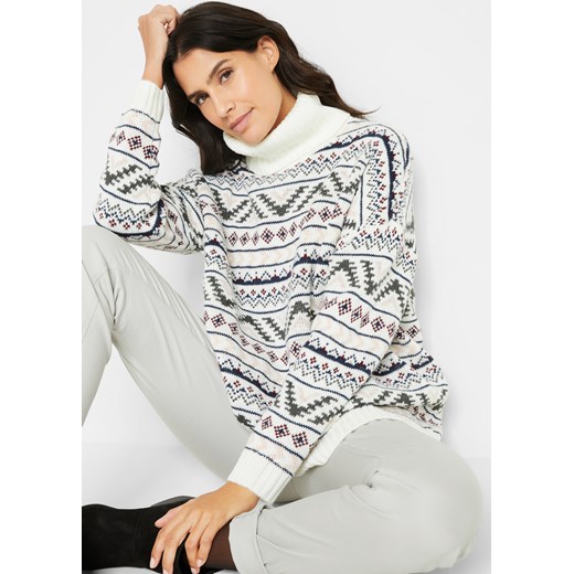 Sweter w norweski wzór ze sklepu bonprix w kategorii Swetry damskie - zdjęcie 170594417