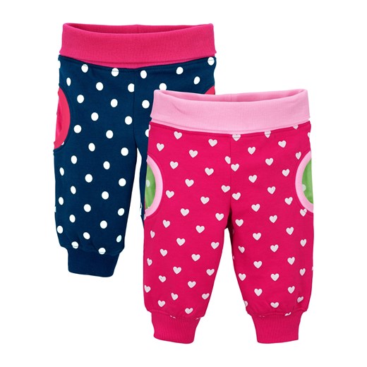 Spodnie dresowe niemowlęce (2 pary), bawełna  ekologiczna ze sklepu bonprix w kategorii Spodnie i półśpiochy - zdjęcie 170594576