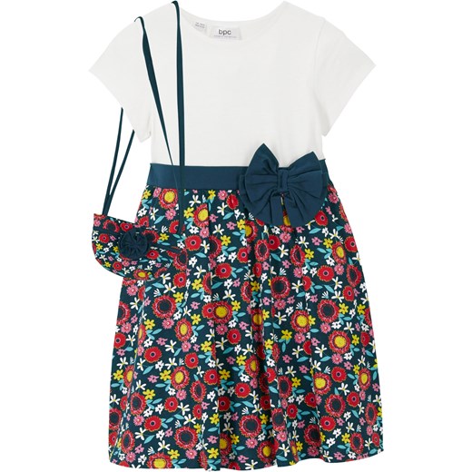 Sukienka shirtowa dziewczęca + torebka (2 części), bawełna organiczna ze sklepu bonprix w kategorii Sukienki dziewczęce - zdjęcie 170594947