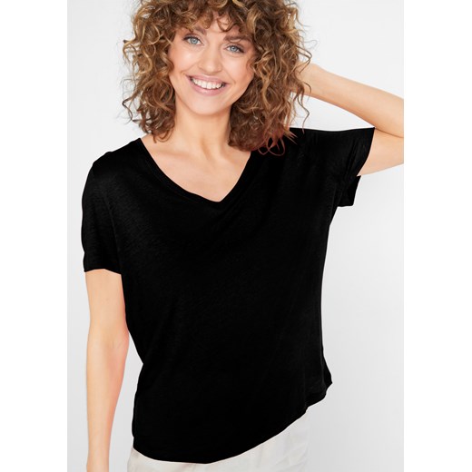 Luźniejszy shirt lniany ze sklepu bonprix w kategorii Bluzki damskie - zdjęcie 170595336