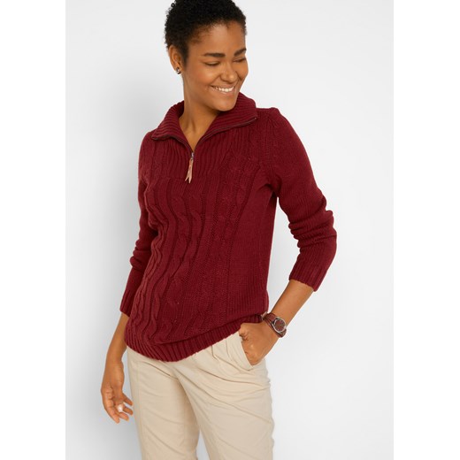 Sweter ze stójką we wzór w warkocze ze sklepu bonprix w kategorii Swetry damskie - zdjęcie 170596028
